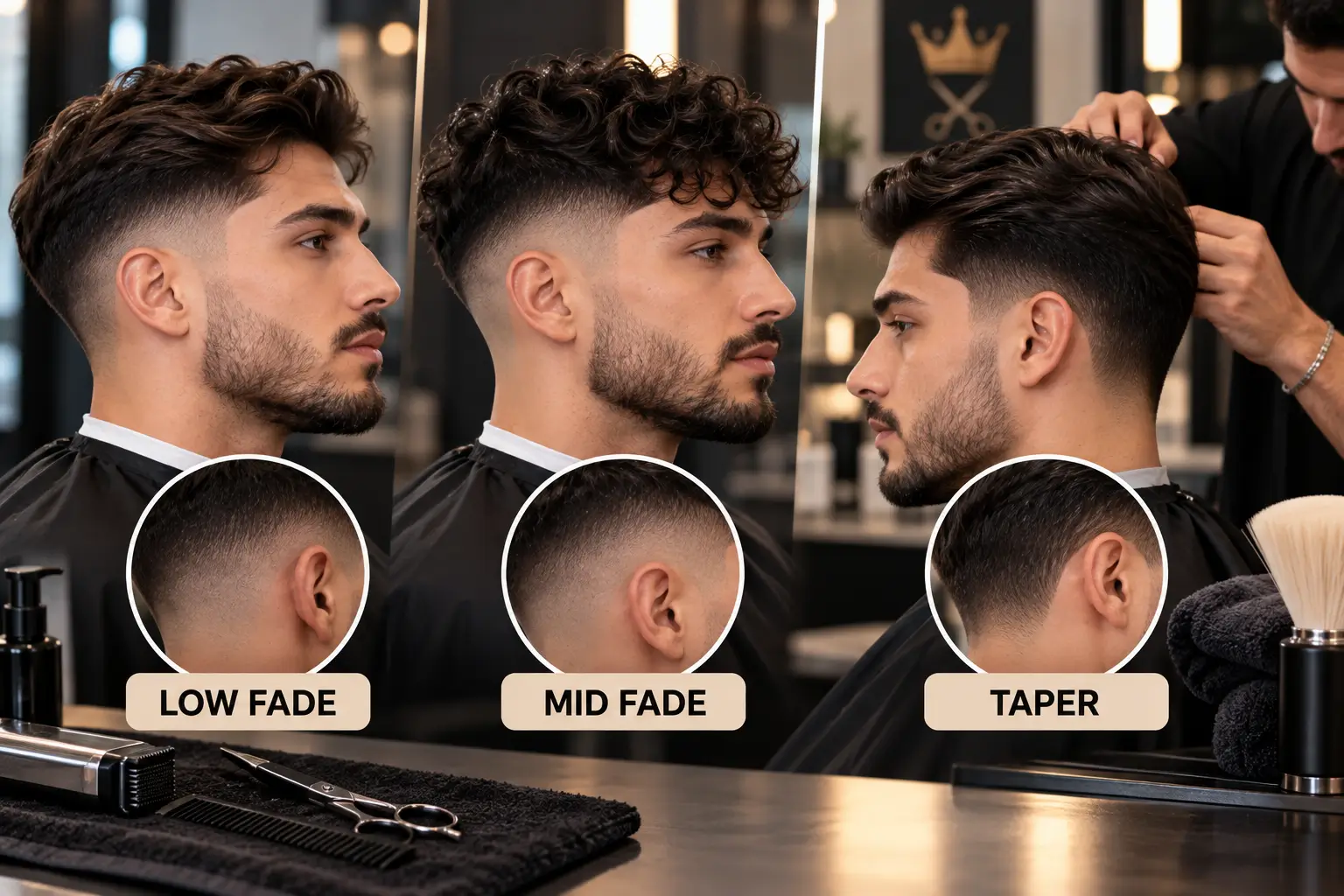 Low fade Scarborough men's haircut with textured top